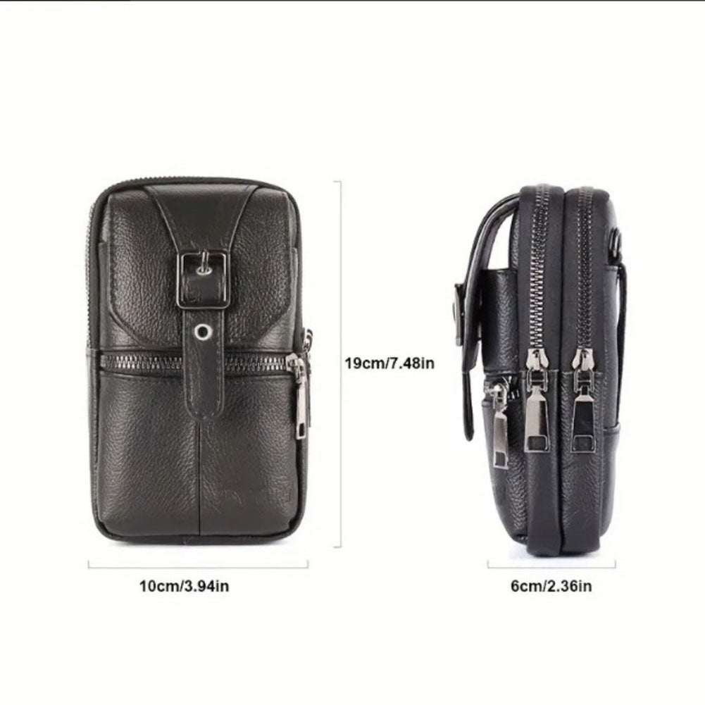 Men's And Women's Leather Multifunctional Slanted Phone Bag Waist Bag Phone Case