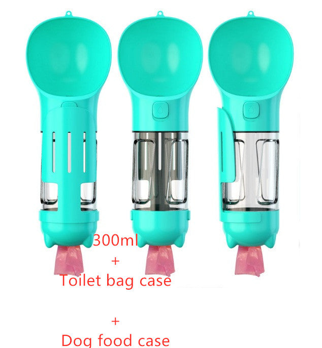 Portabel Pet Water Bottle With Feeder Bowl &Garbage Bag Storage