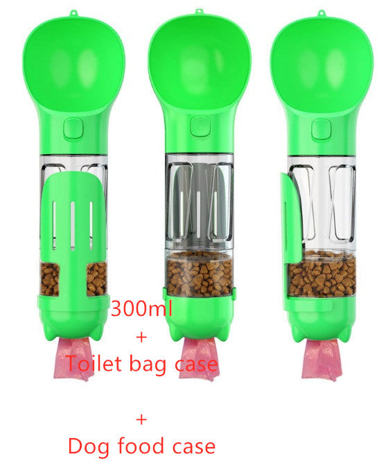 Portabel Pet Water Bottle With Feeder Bowl &Garbage Bag Storage