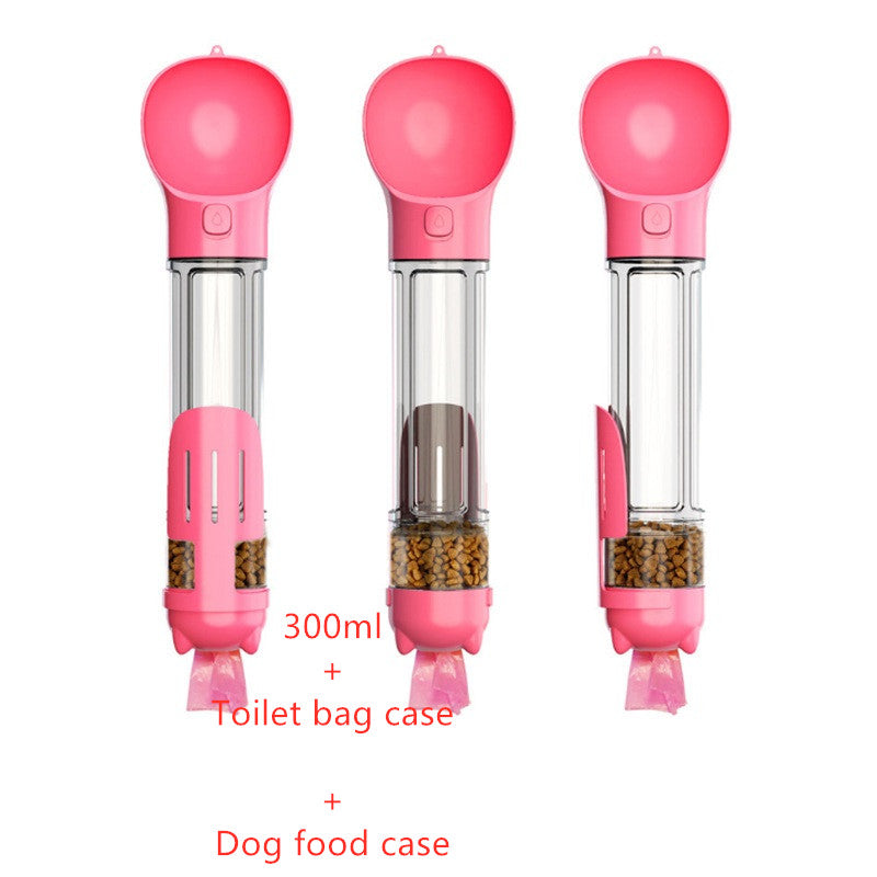 Portabel Pet Water Bottle With Feeder Bowl &Garbage Bag Storage