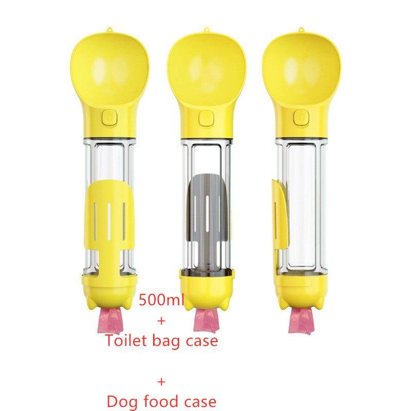 Portabel Pet Water Bottle With Feeder Bowl &Garbage Bag Storage