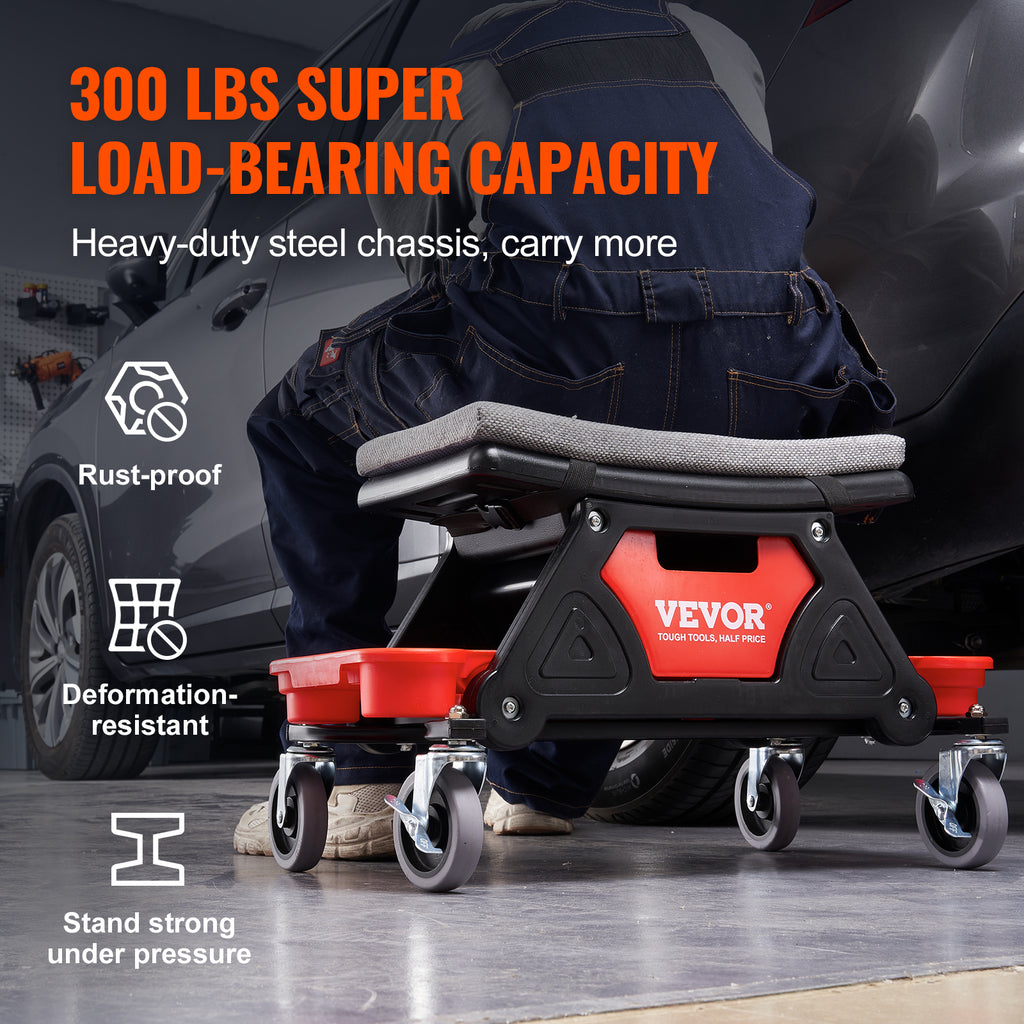 VEVOR Mechanics Stool, 300 LBS Capacity.