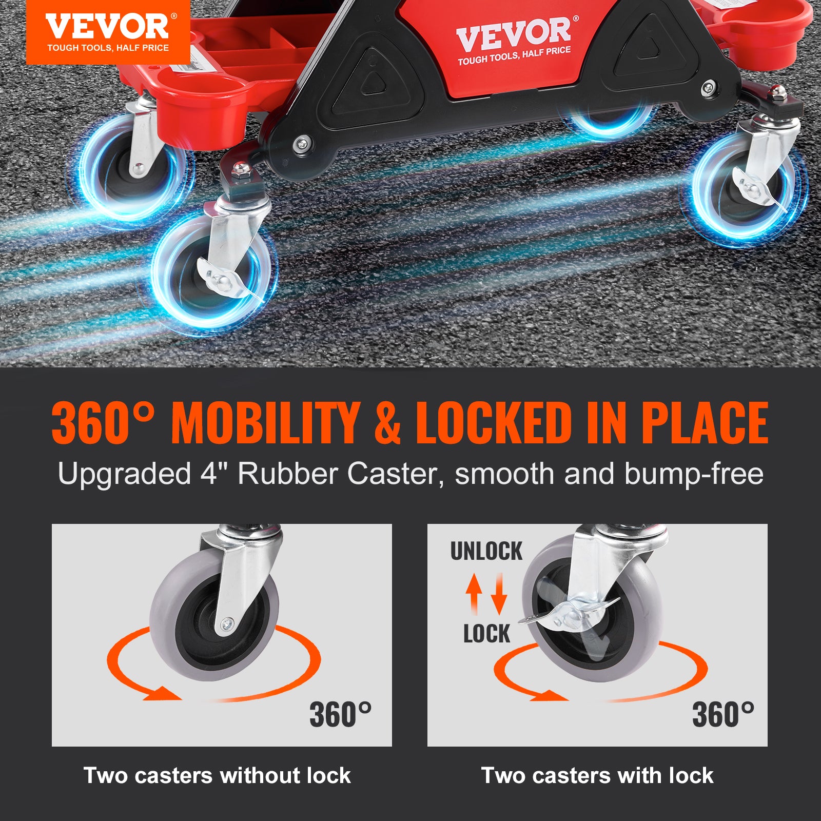 VEVOR Mechanics Stool, 300 LBS Capacity.