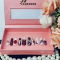 GGddsha  PMA Acrylic Handmade Nails FullDeluxe 3D Crystal W Box Gift For Women,Suede Scarlet
