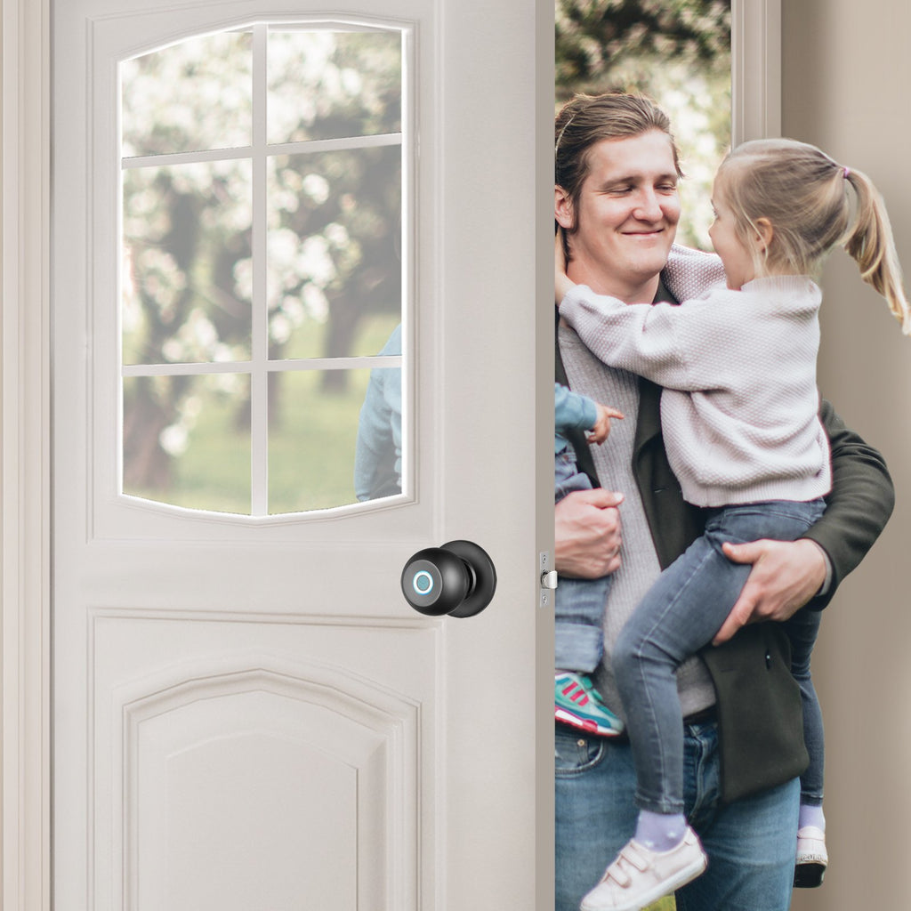 VEVOR Smart Door Knob, Biometric Door Lock Bluetooth Smart Lock, Fingerprint Smart Lock With APP Control, Easy Installation Door Lock, For Home Bedrooms, Cloakroom, Hotels, Apartments Offices, Black