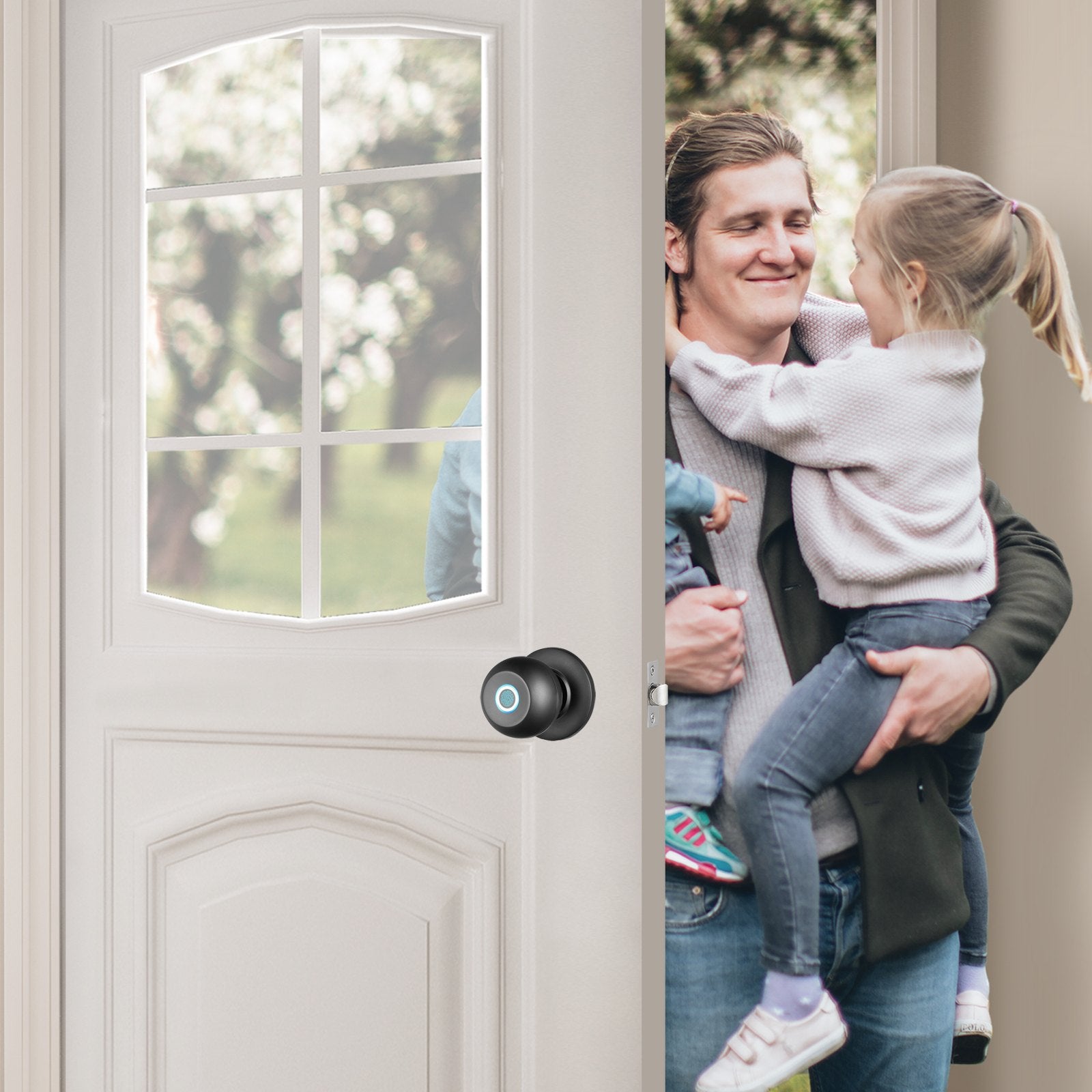 VEVOR Smart Door Knob, Biometric Door Lock Bluetooth Smart Lock, Fingerprint Smart Lock With APP Control, Easy Installation Door Lock, For Home Bedrooms, Cloakroom, Hotels, Apartments Offices, Black
