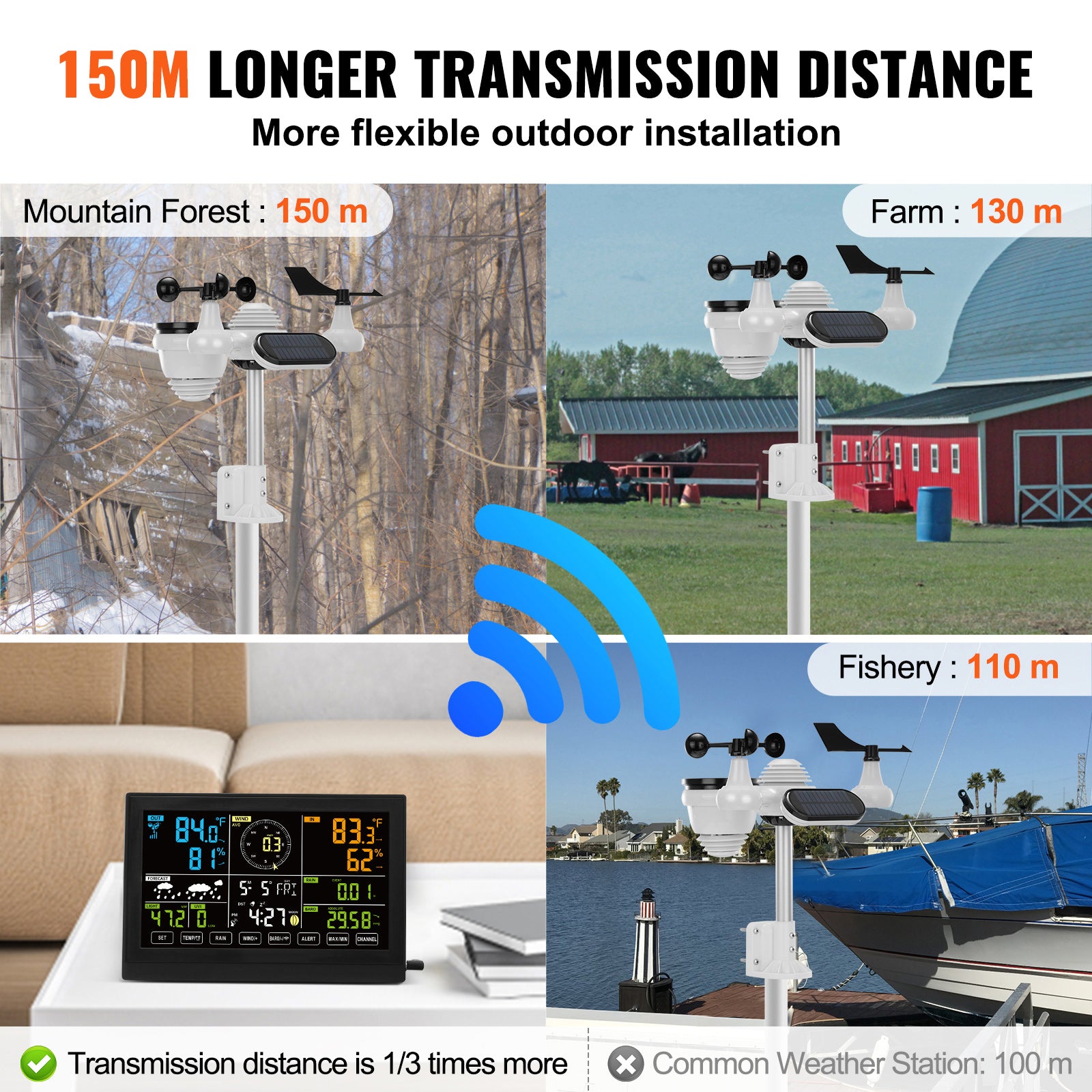 VEVOR 7-in-1 Wireless Home Weather Station