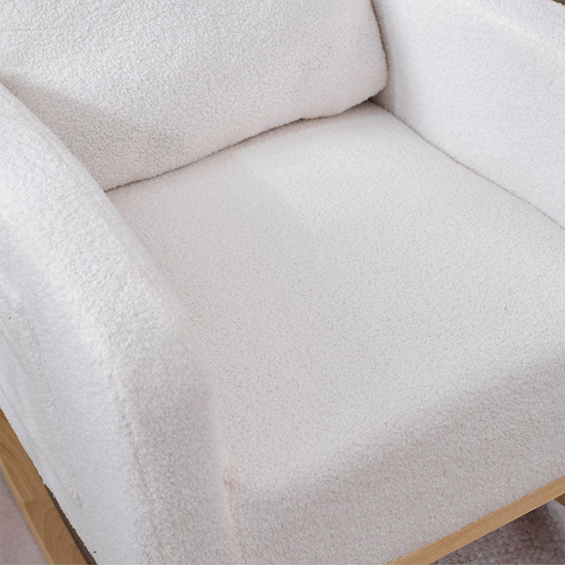 Modern Accent Rocking Chair Rocking Chair With Solid Wood Legs, Upholstered Nursery Glider Rocker, Comfy Armchair With Side Pocket, Living Room Lounge Arm Chair With High Backrest NO TEMU