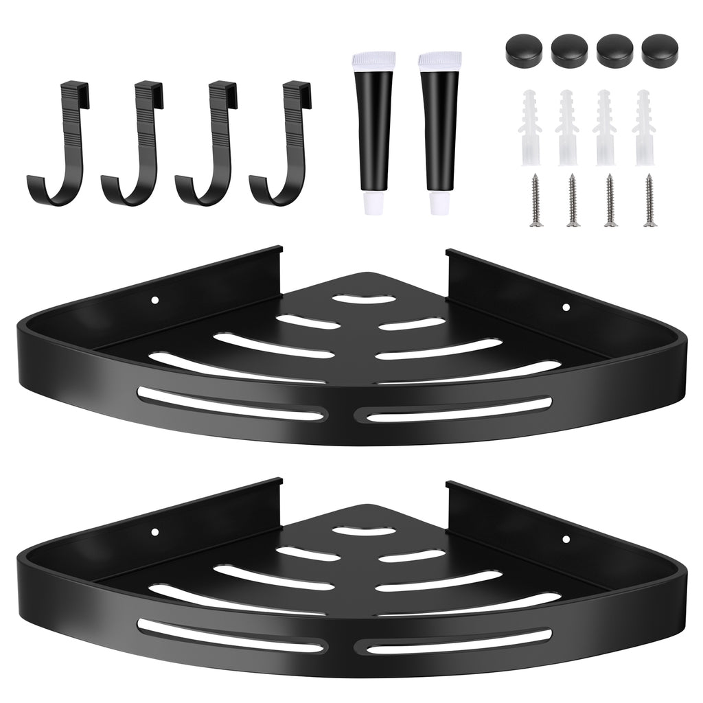 2Pcs Corner Shower Caddy Shelf Adhesive  Aluminum Organizers