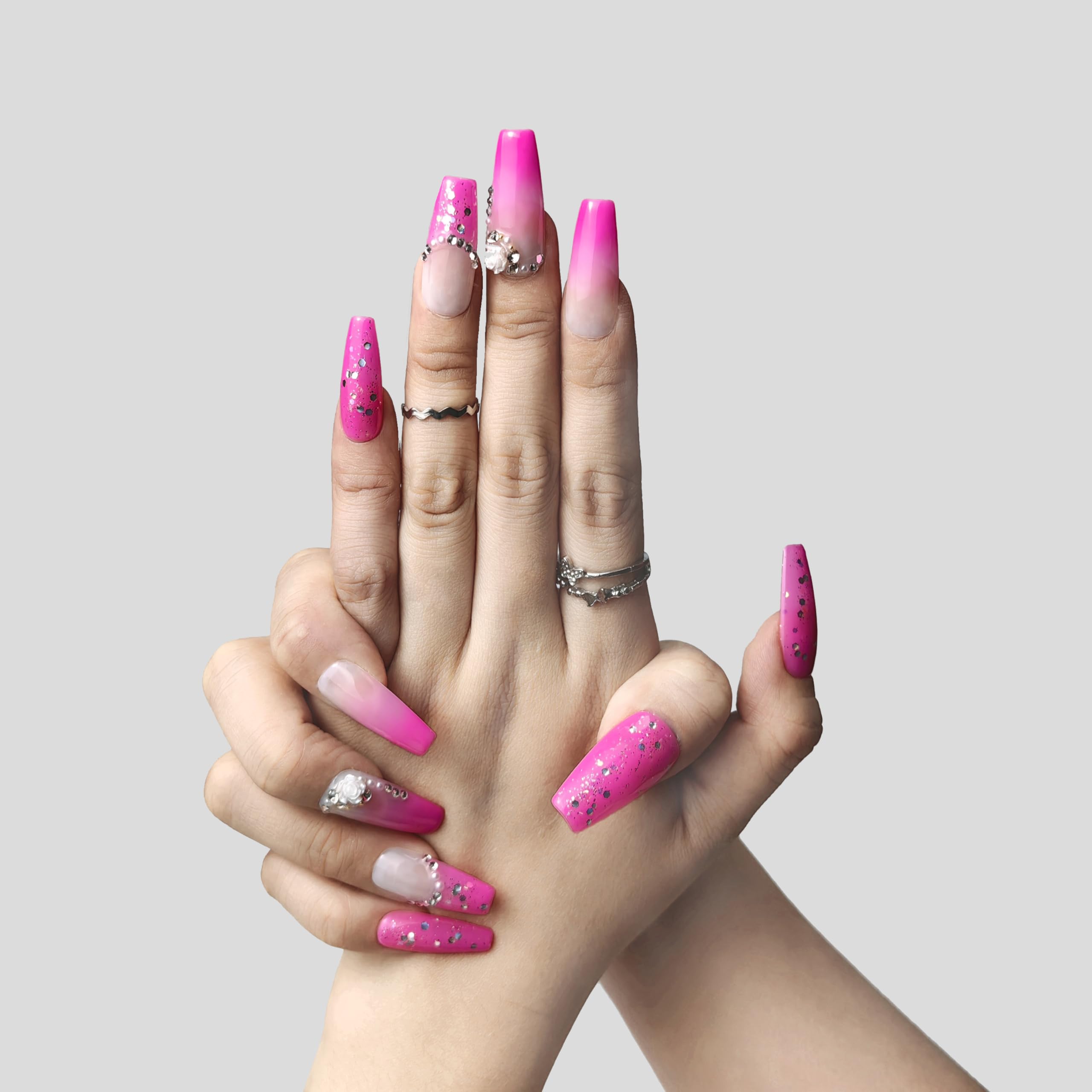GGddsha Nails Handmade Pmma Acrylic Nails Press On NailsShort Reusable  Kit With Box Gifts ForWomen,Blush Elegance