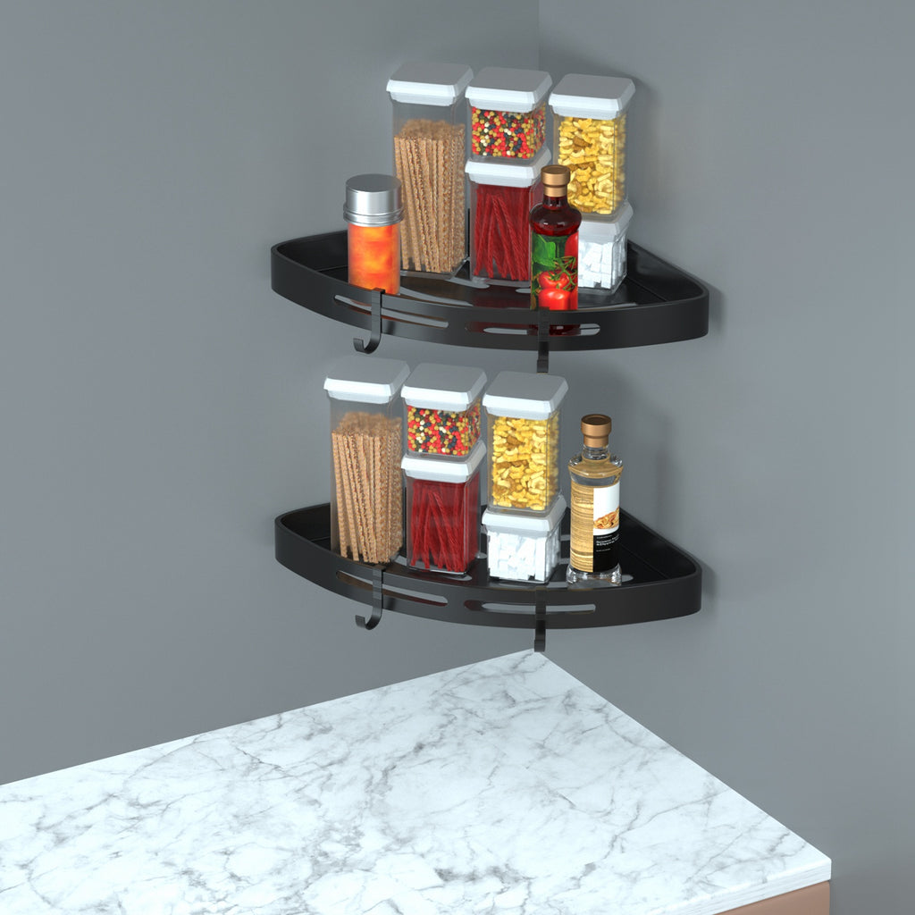 2Pcs Corner Shower Caddy Shelf Adhesive  Aluminum Organizers