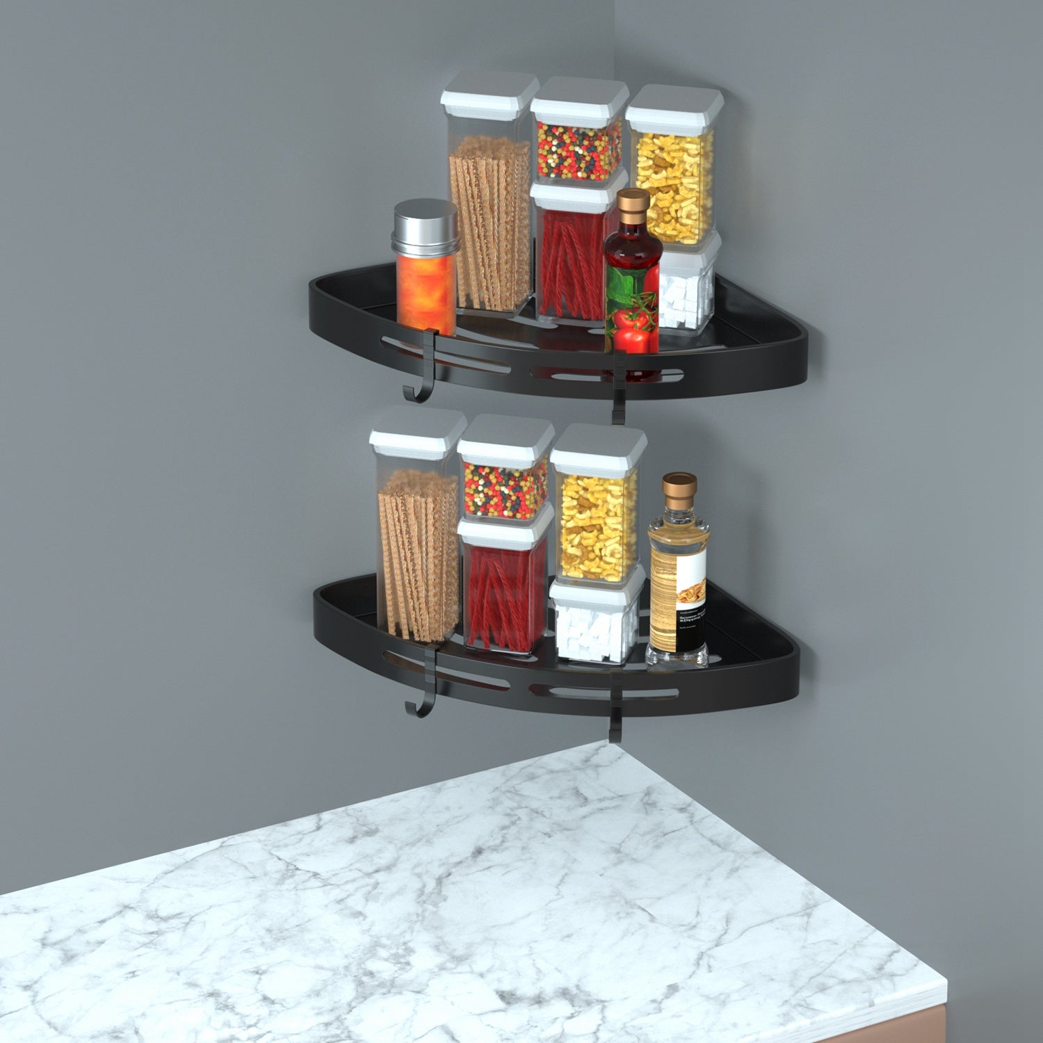 2Pcs Corner Shower Caddy Shelf Adhesive  Aluminum Organizers