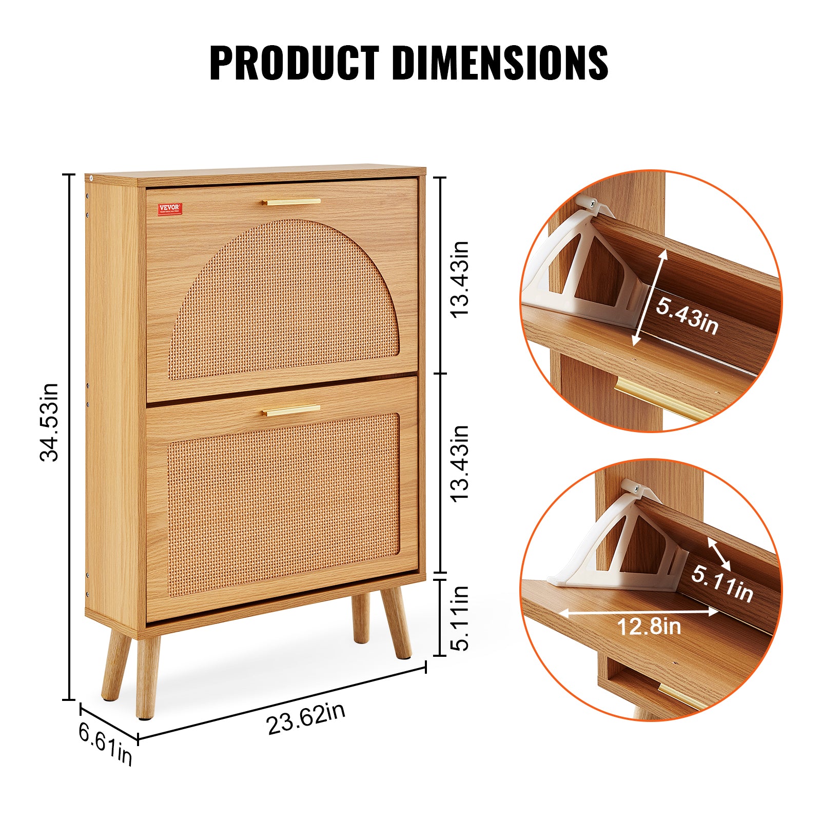 VEVOR Shoe Cabinet With 2 Flip Drawers for Entryway,