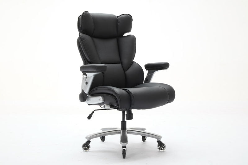 Big And Tall Office Chair 500lbs With Adjustable Lumbar Support, Executive Office Chair With Flip-up Armrest And Wider Seat, Ergonomic Leather Chair Breathable Cannot Be Sold On Temu