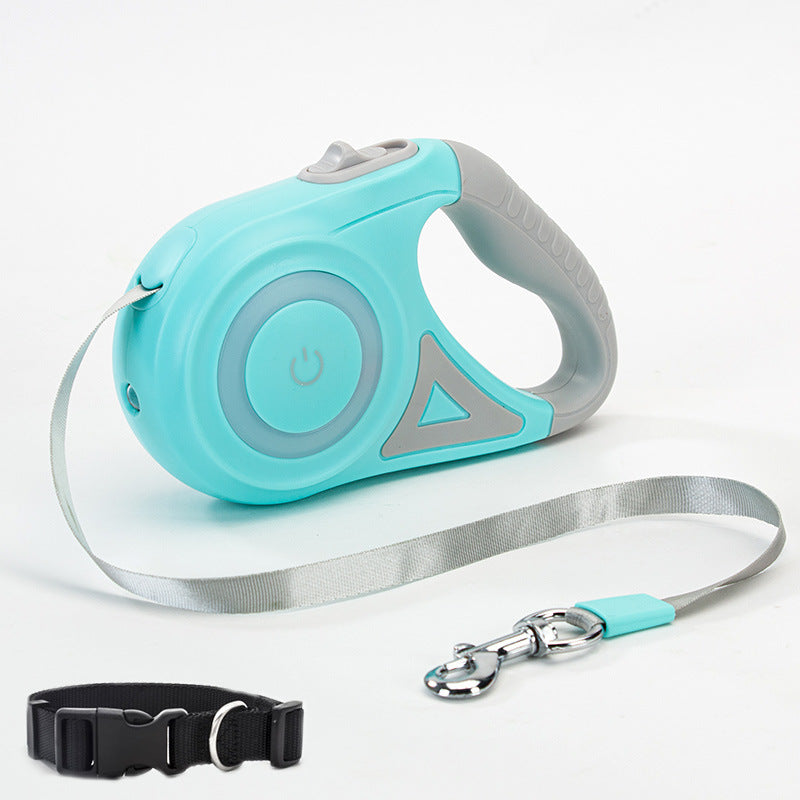 Retractable Leash And Dog Collar Spotlight Automatic Pet Dog Cat Traction Rope For Small Medium Dogs