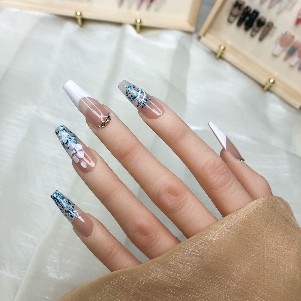 GGddsha Nails Handmade Pmma Acrylic Nails Press On NailsShort Reusable Kit With Box Gifts ForWomen,Gilded Whisper