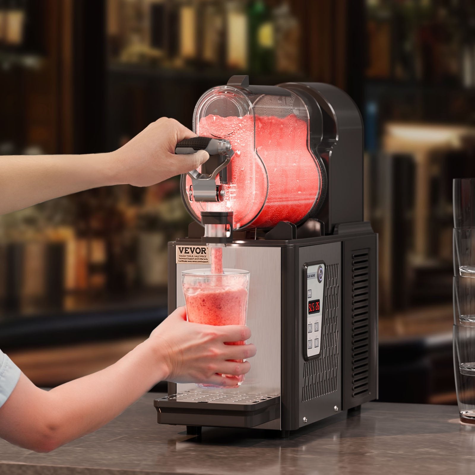 Commercial 3L Slushy Machine, 3L Single Bowl Slush Drink Maker, 330W Drink Machine With Temperature Preservation, Stainless Steel Home Slush