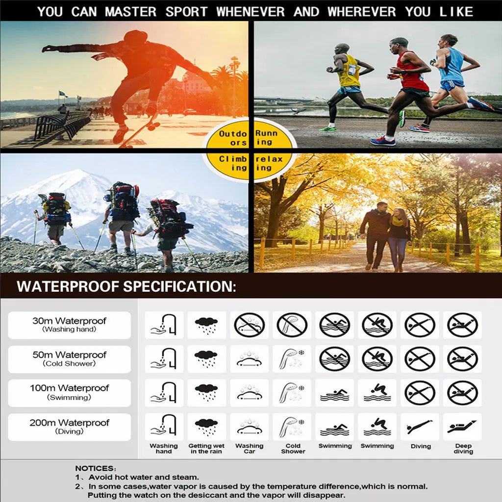 Waterproof Digital Mens Sports Wristwatch