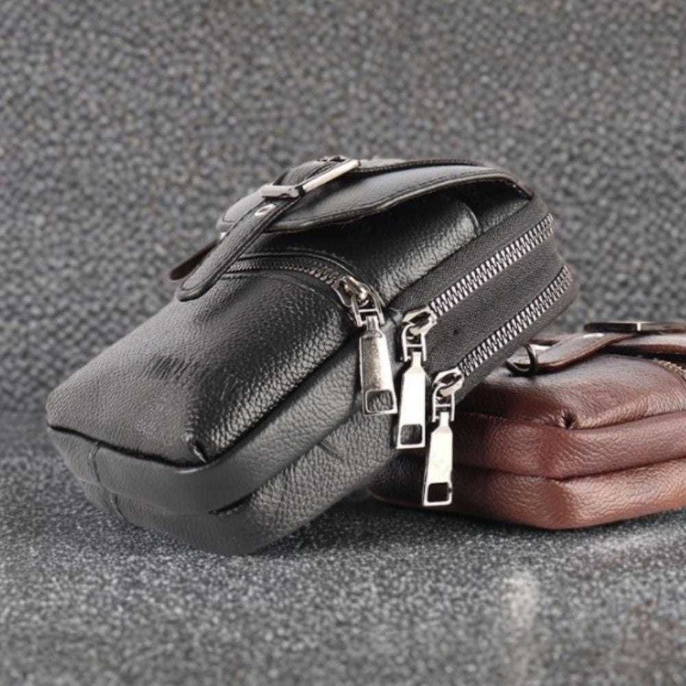 Men's And Women's Leather Multifunctional Slanted Phone Bag Waist Bag Phone Case
