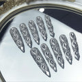 GGddsha Queen Of Haute Style Full Diamond Long AlmondPress On Nails PMMA Acrylic Handmade Nails Full Deluxe 3DCrystal ,Glacial Empress