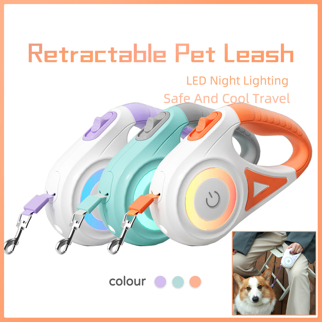 Retractable Leash And Dog Collar Spotlight Automatic Pet Dog Cat Traction Rope For Small Medium Dogs