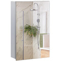 Wall Mounted Bathroom Medicine Cabinet Mirrored Cabinet with Hinged Door 3-Tier Storage Shelves Silver