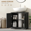 Bathroom Sink Cabinet, Pedestal Sink Cabinet With Adjustable Shelf, Black