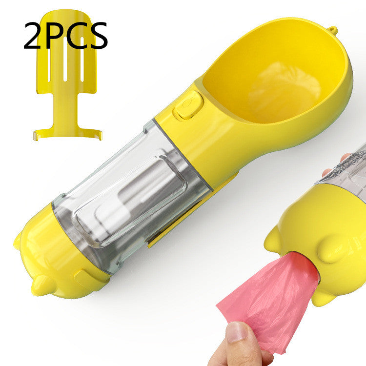 Portabel Pet Water Bottle With Feeder Bowl &Garbage Bag Storage