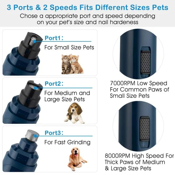 2 Speeds Quiet USB Rechargeable Pet Nail Grinder
