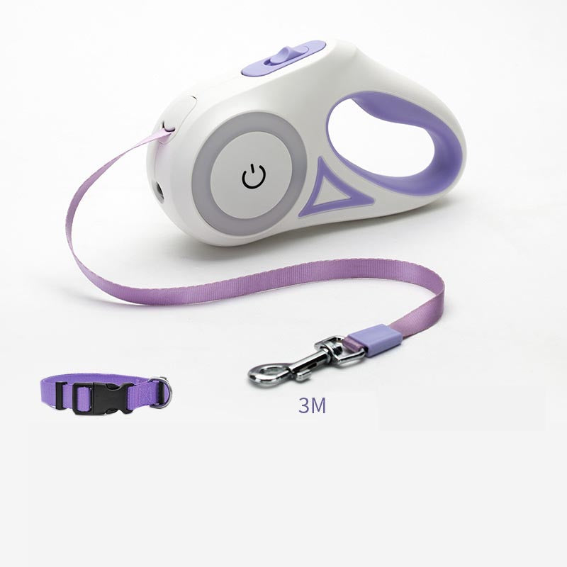 Retractable Leash And Dog Collar Spotlight Automatic Pet Dog Cat Traction Rope For Small Medium Dogs