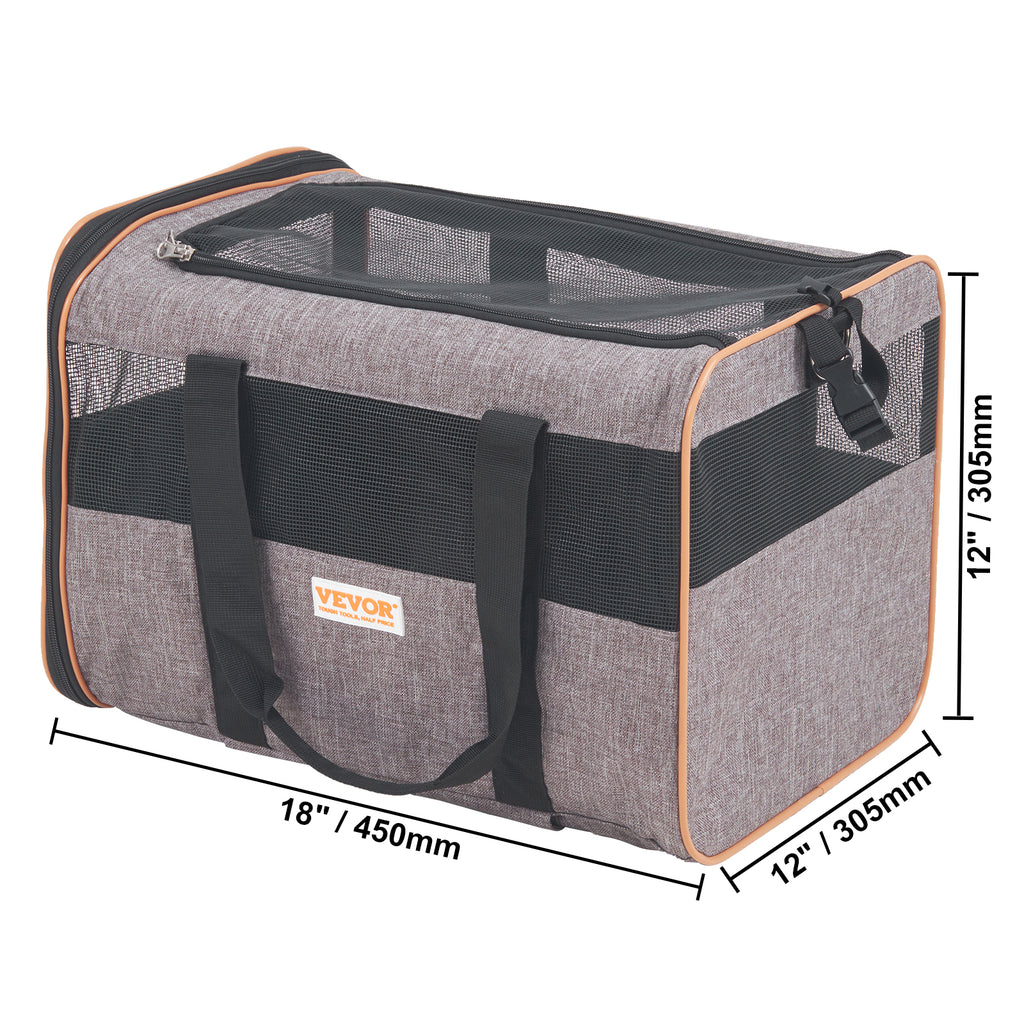 VEVOR Cat  & Dog Carrier With Wheels, Airline Approved Rolling Pet Carrier With Telescopic Handle And Shoulder Strap,For Pets Under 22 Lbs, With 1 Folding Bowl, Grey