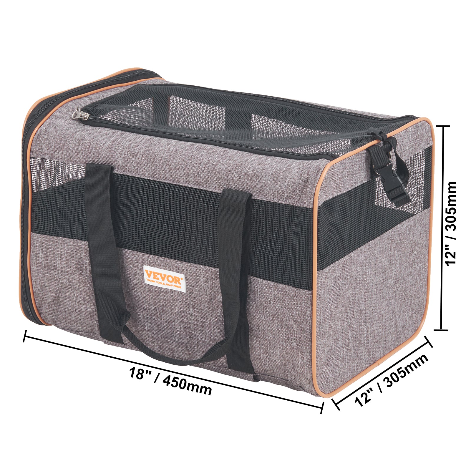 VEVOR Cat  & Dog Carrier With Wheels, Airline Approved Rolling Pet Carrier With Telescopic Handle And Shoulder Strap,For Pets Under 22 Lbs, With 1 Folding Bowl, Grey