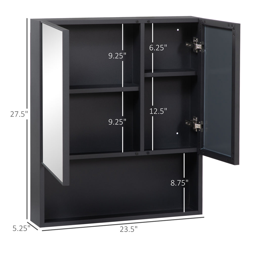 Wall-Mounted Medicine Cabinet, Bathroom Mirror Cabinet with Double Doors and Storage Shelves.