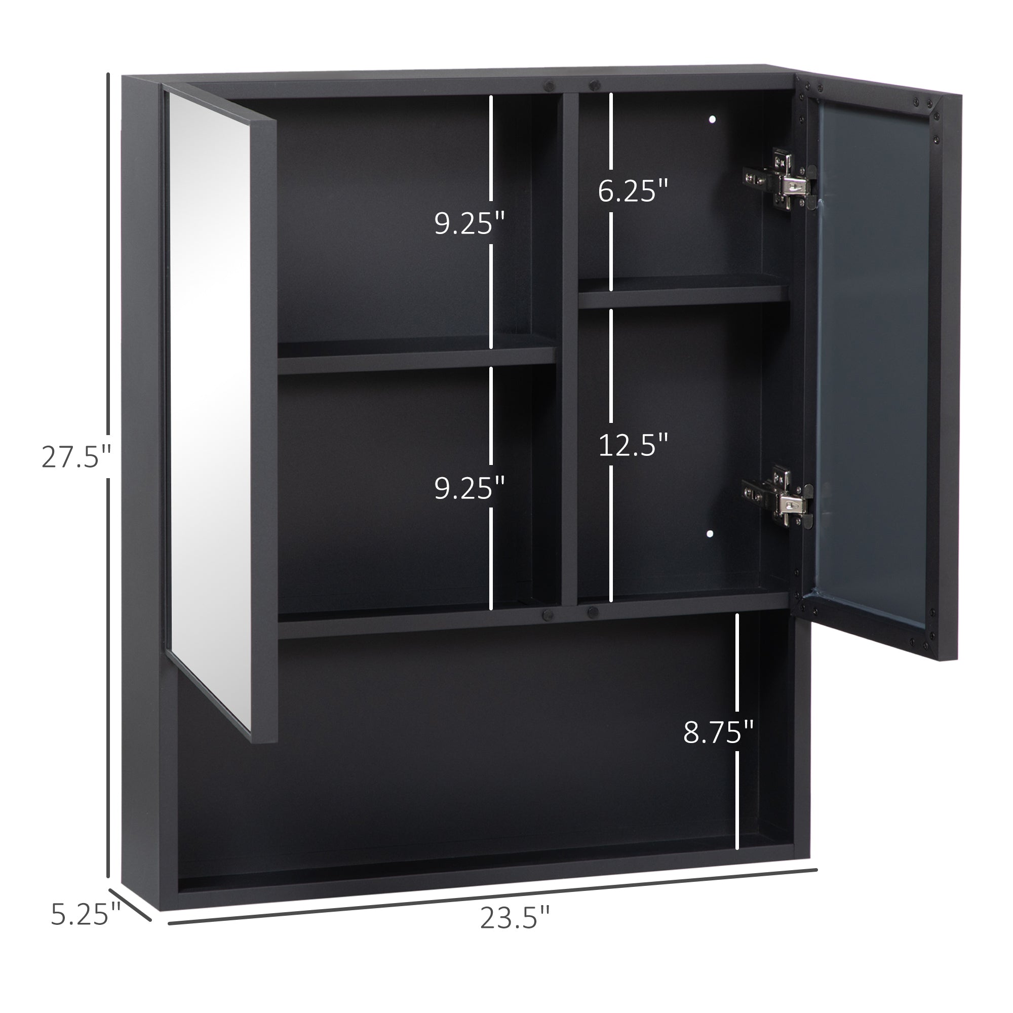 Wall-Mounted Medicine Cabinet, Bathroom Mirror Cabinet with Double Doors and Storage Shelves.