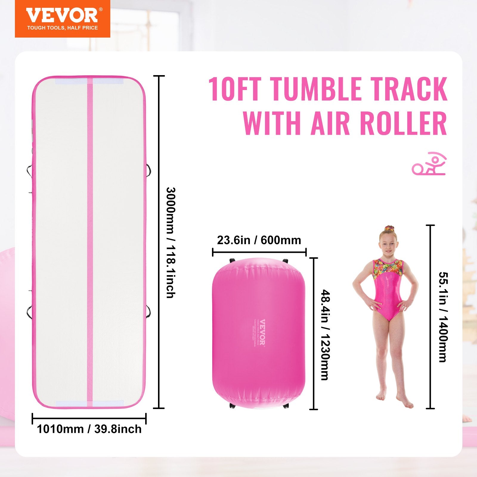 VEVOR Inflatable Gymnastics Air Mat Set,