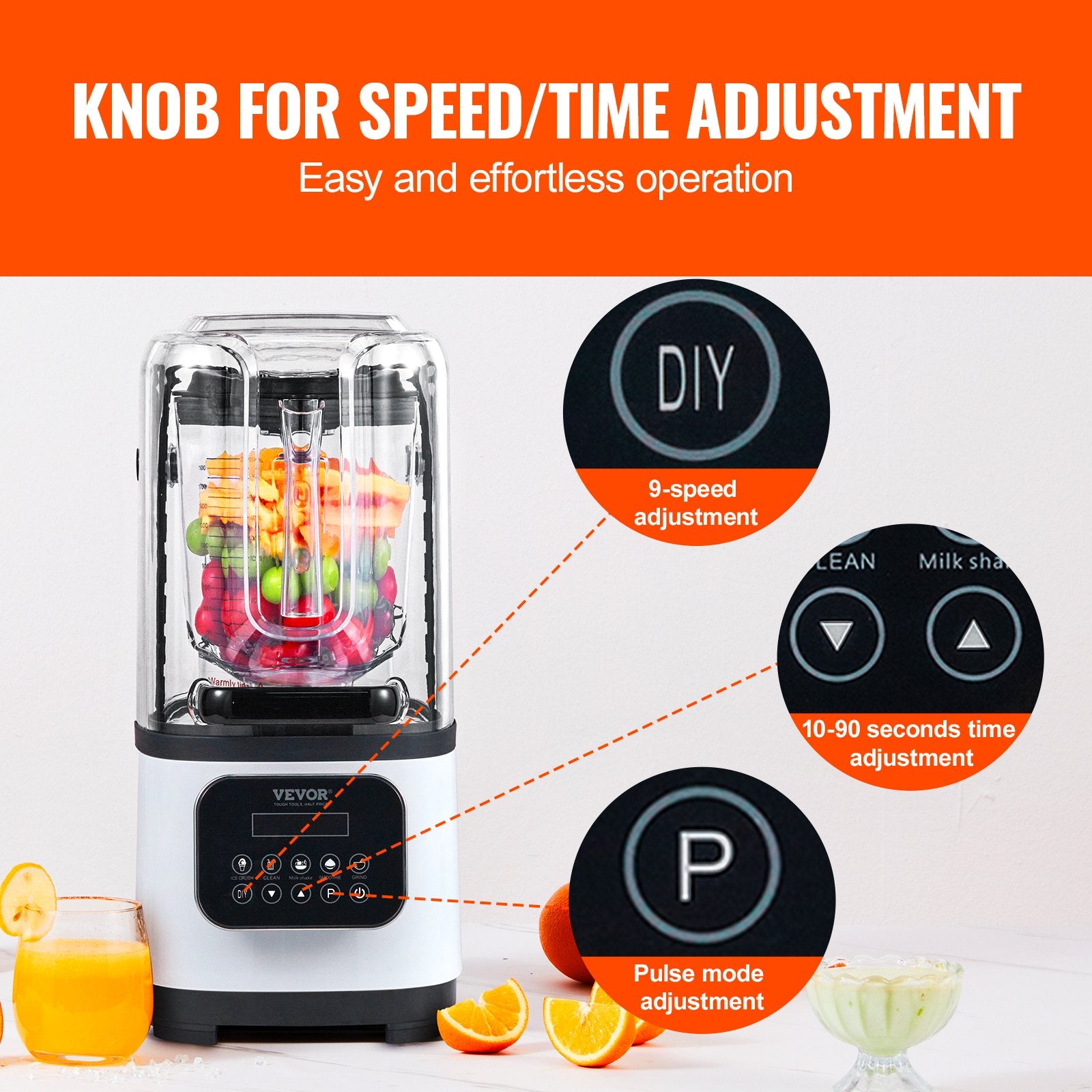 Professional Blender With Shield, Commercial Countertop