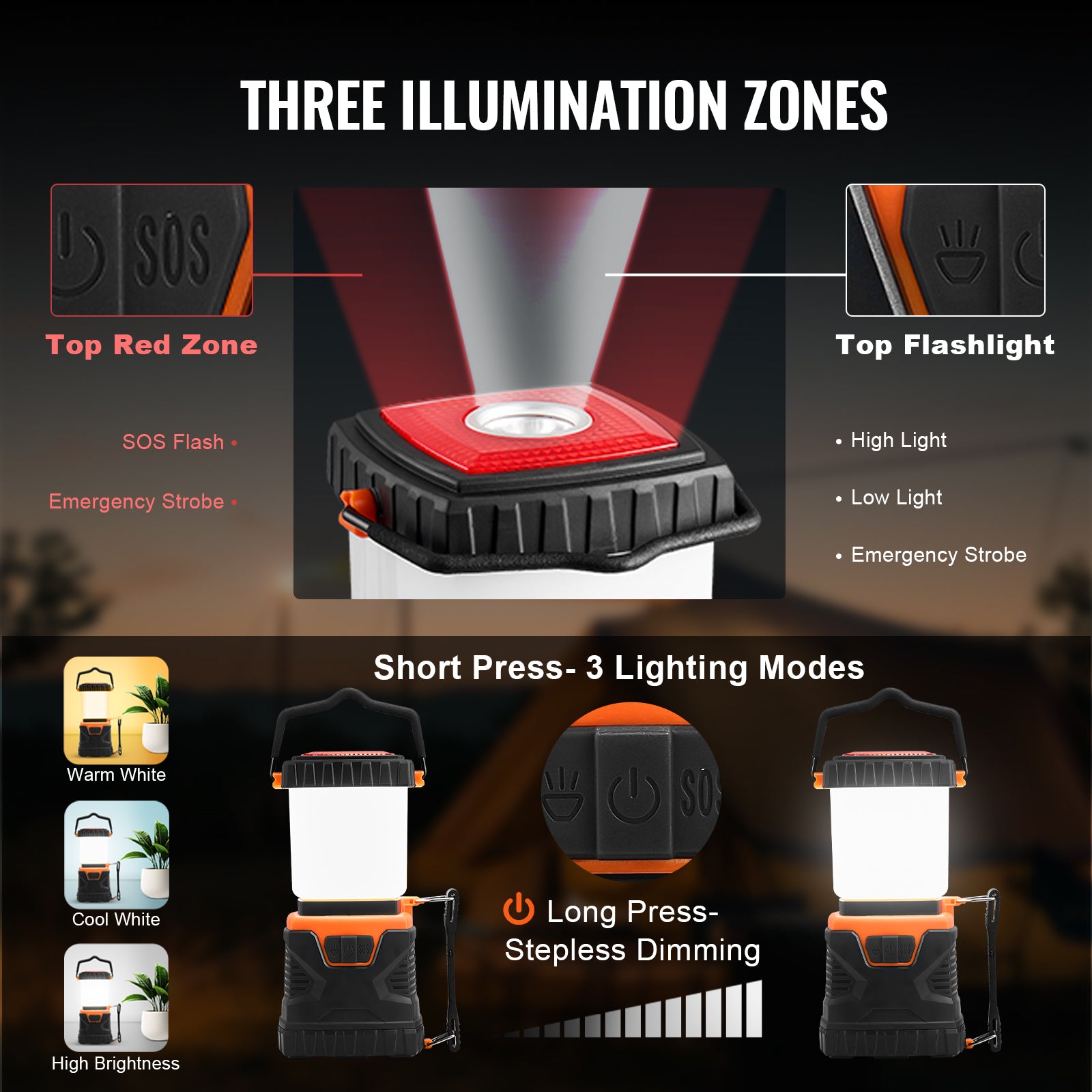 VEVOR LED Camping Lantern Battery Powered