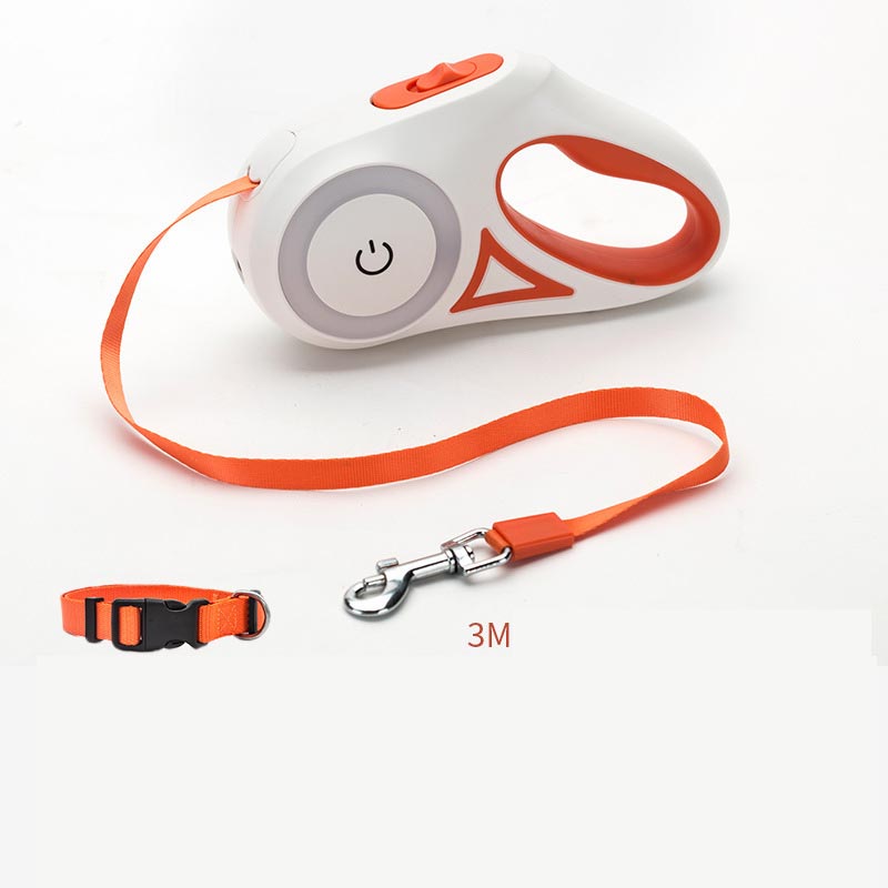 Retractable Leash And Dog Collar Spotlight Automatic Pet Dog Cat Traction Rope For Small Medium Dogs