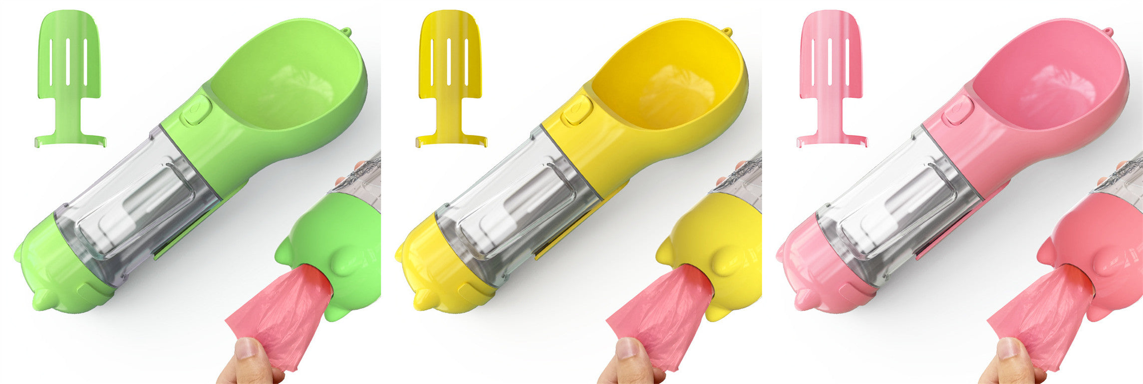 Portabel Pet Water Bottle With Feeder Bowl &Garbage Bag Storage