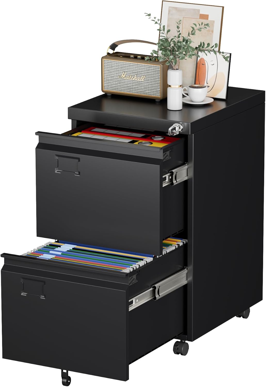 2 Drawer Mobile Metal Under Desk Cabinet