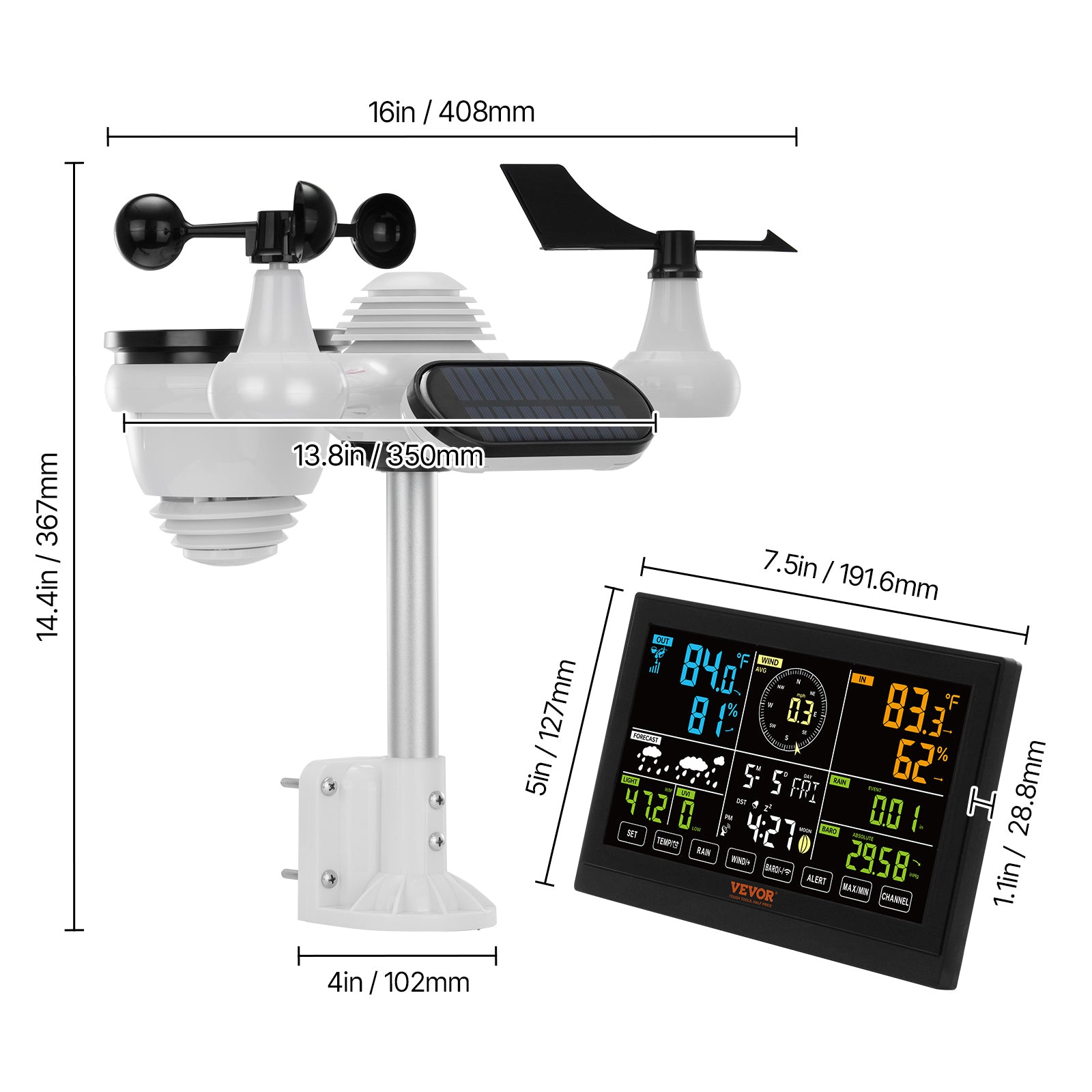 VEVOR 7-in-1 Wireless Home Weather Station