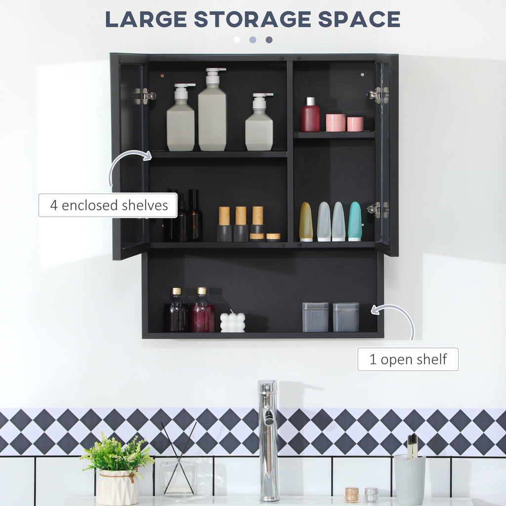 Wall-Mounted Medicine Cabinet, Bathroom Mirror Cabinet with Double Doors and Storage Shelves.