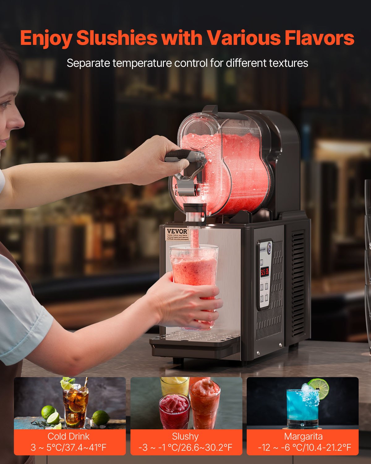 Commercial 3L Slushy Machine, 3L Single Bowl Slush Drink Maker, 330W Drink Machine With Temperature Preservation, Stainless Steel Home Slush