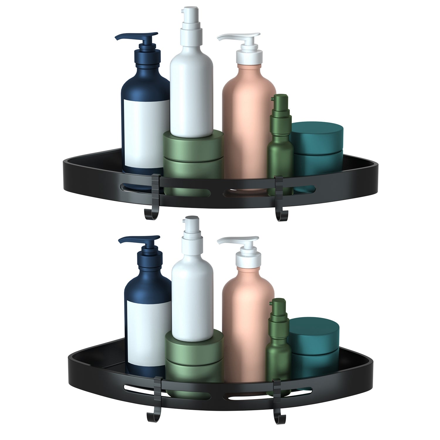 2Pcs Corner Shower Caddy Shelf Adhesive  Aluminum Organizers