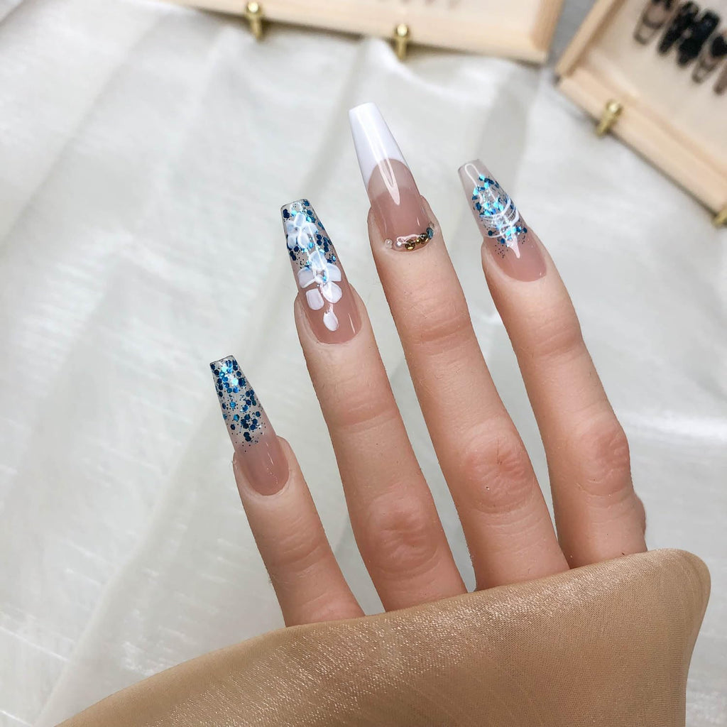 GGddsha Nails Handmade Pmma Acrylic Nails Press On NailsShort Reusable Kit With Box Gifts ForWomen,Gilded Whisper