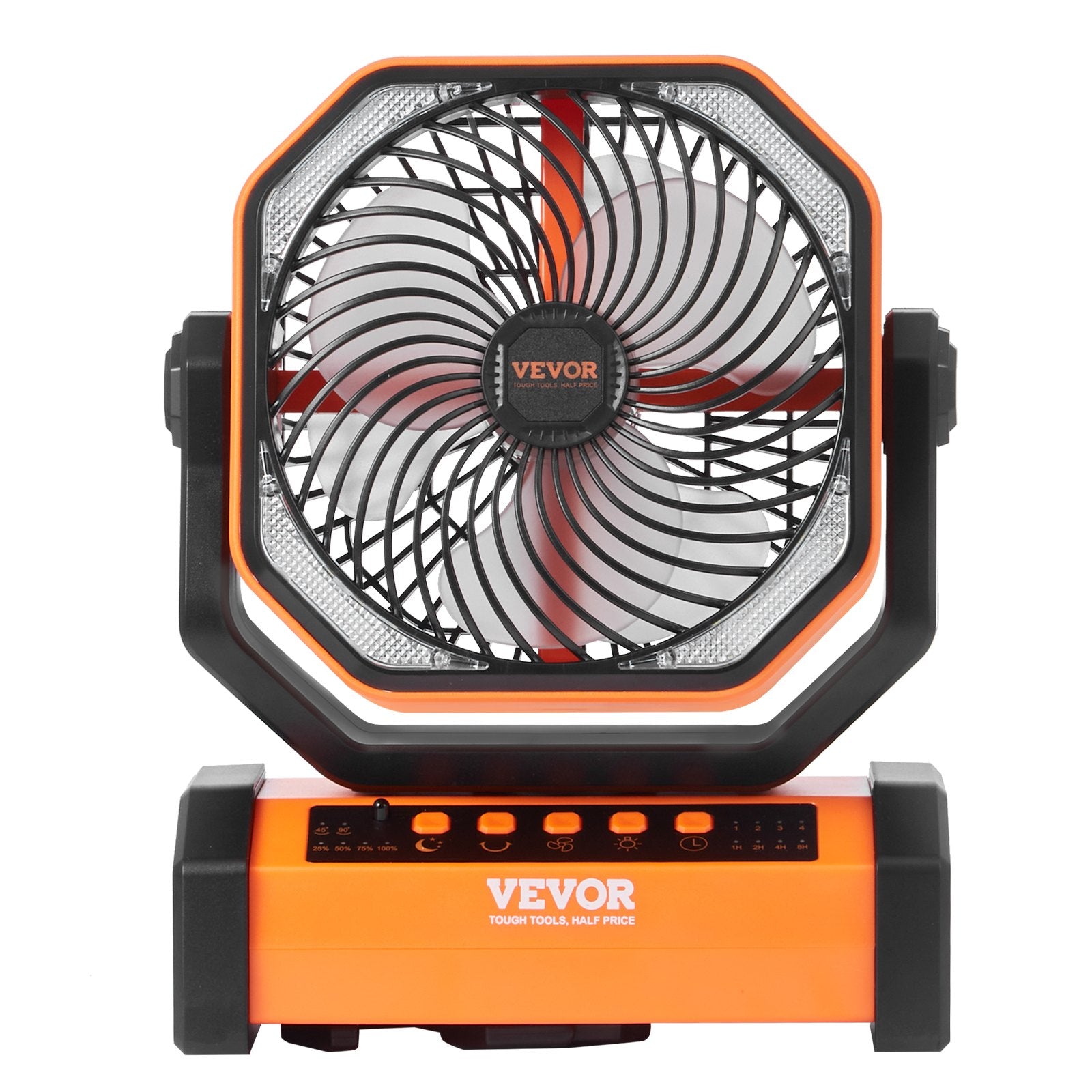 VEVOR Portable Fan Rechargeable 9 Inch, Battery Powered Fan With LED Lantern, 4 Speeds Adjustable  Automatic Swivel & Timer , USB Battery Operated Fans For Travel Bedroom Home Camping Office
