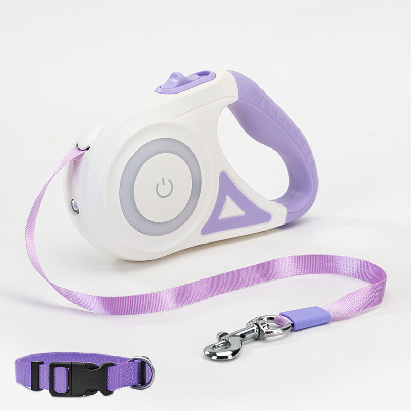 Retractable Leash And Dog Collar Spotlight Automatic Pet Dog Cat Traction Rope For Small Medium Dogs