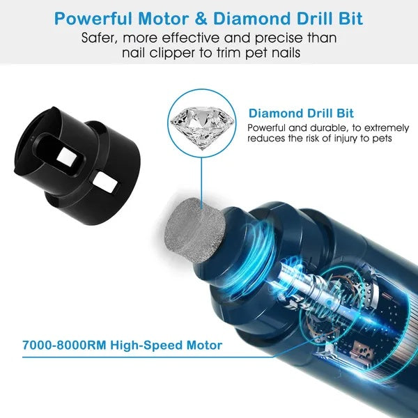 2 Speeds Quiet USB Rechargeable Pet Nail Grinder