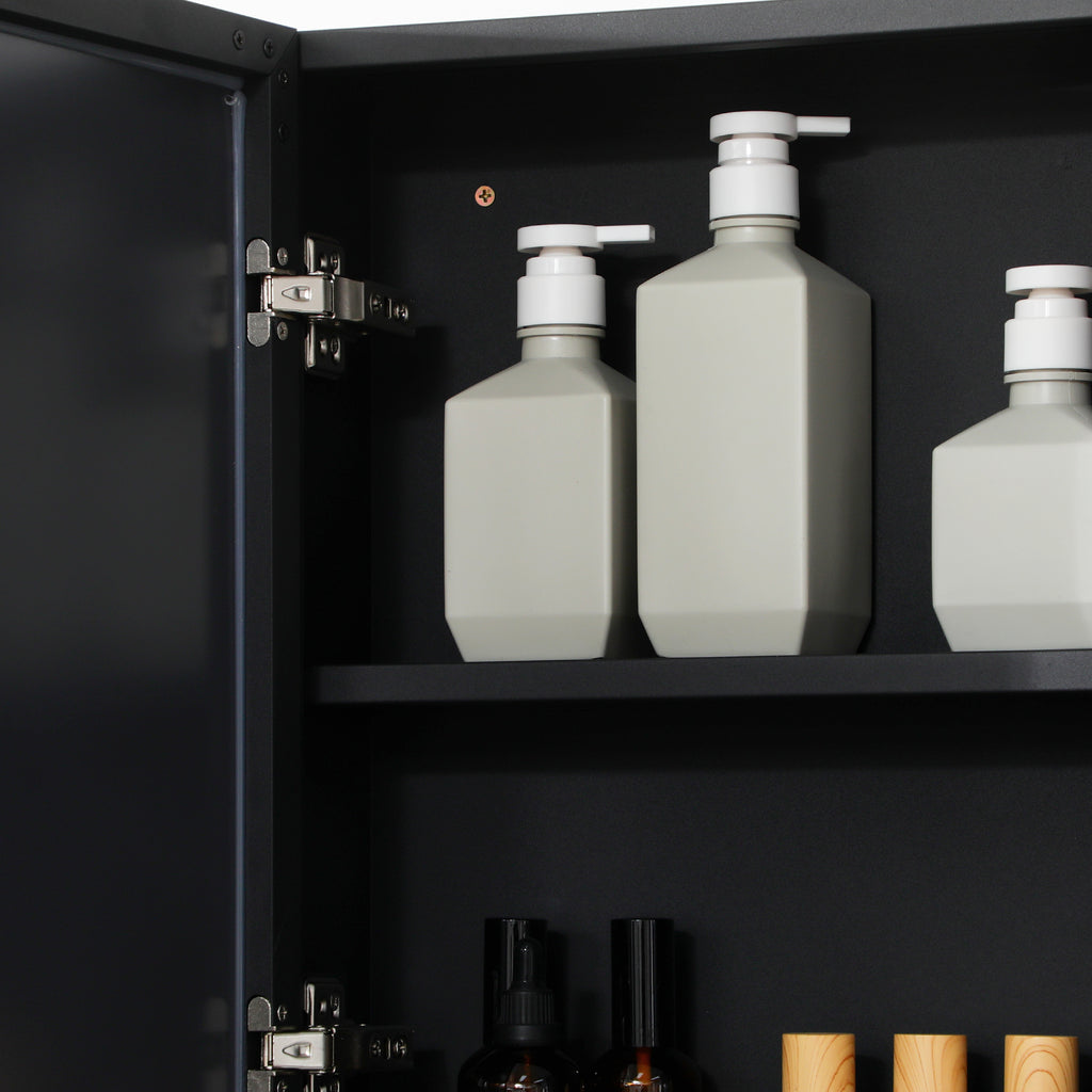 Wall-Mounted Medicine Cabinet, Bathroom Mirror Cabinet with Double Doors and Storage Shelves.