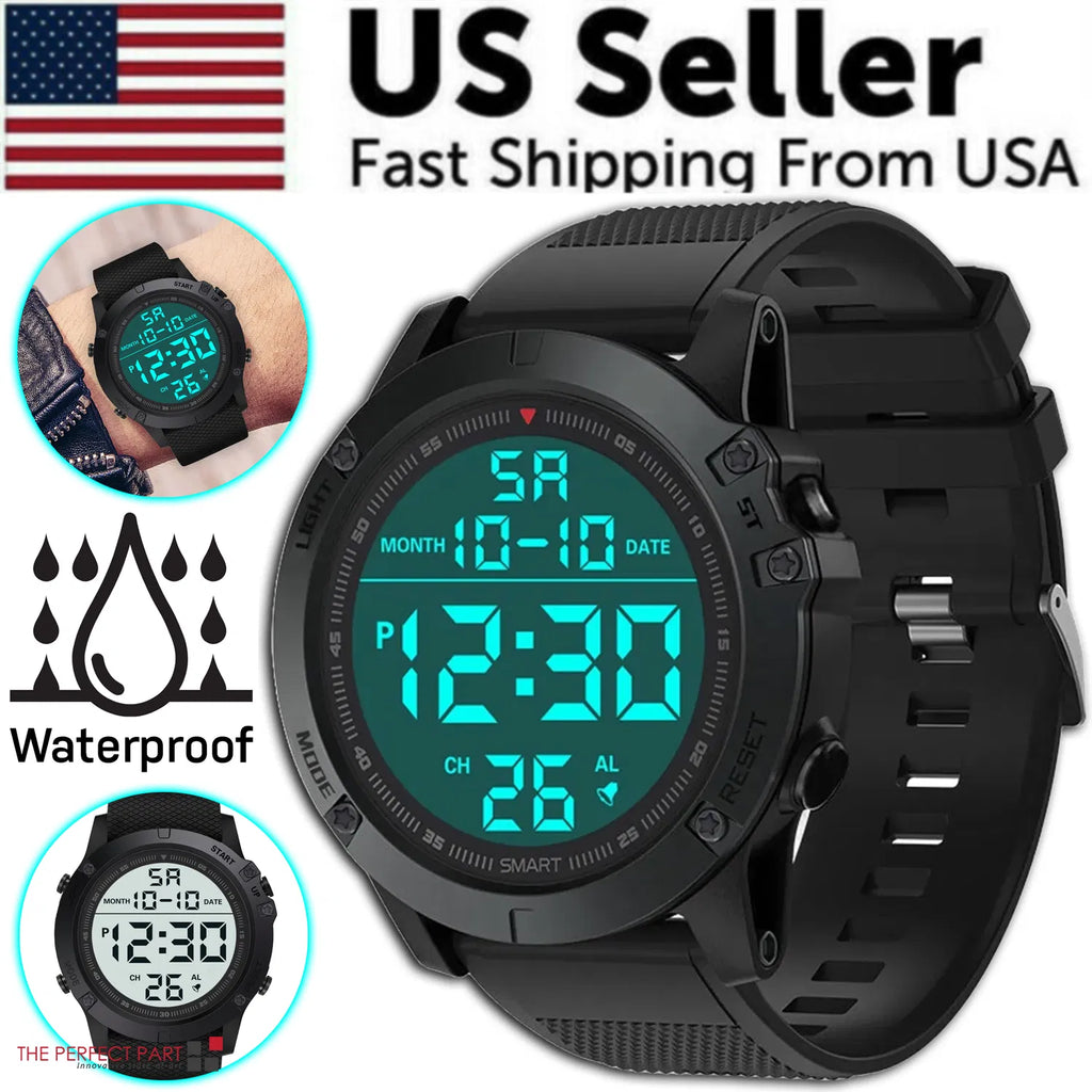 Waterproof Digital Mens Sports Wristwatch